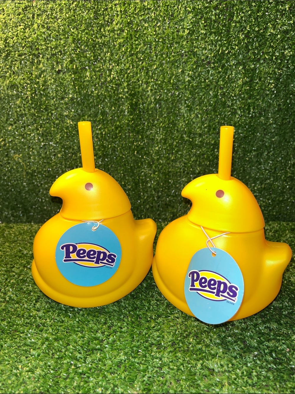 PEEPS chick 🐣 Shaped Cup with Straw SET OF 2!!